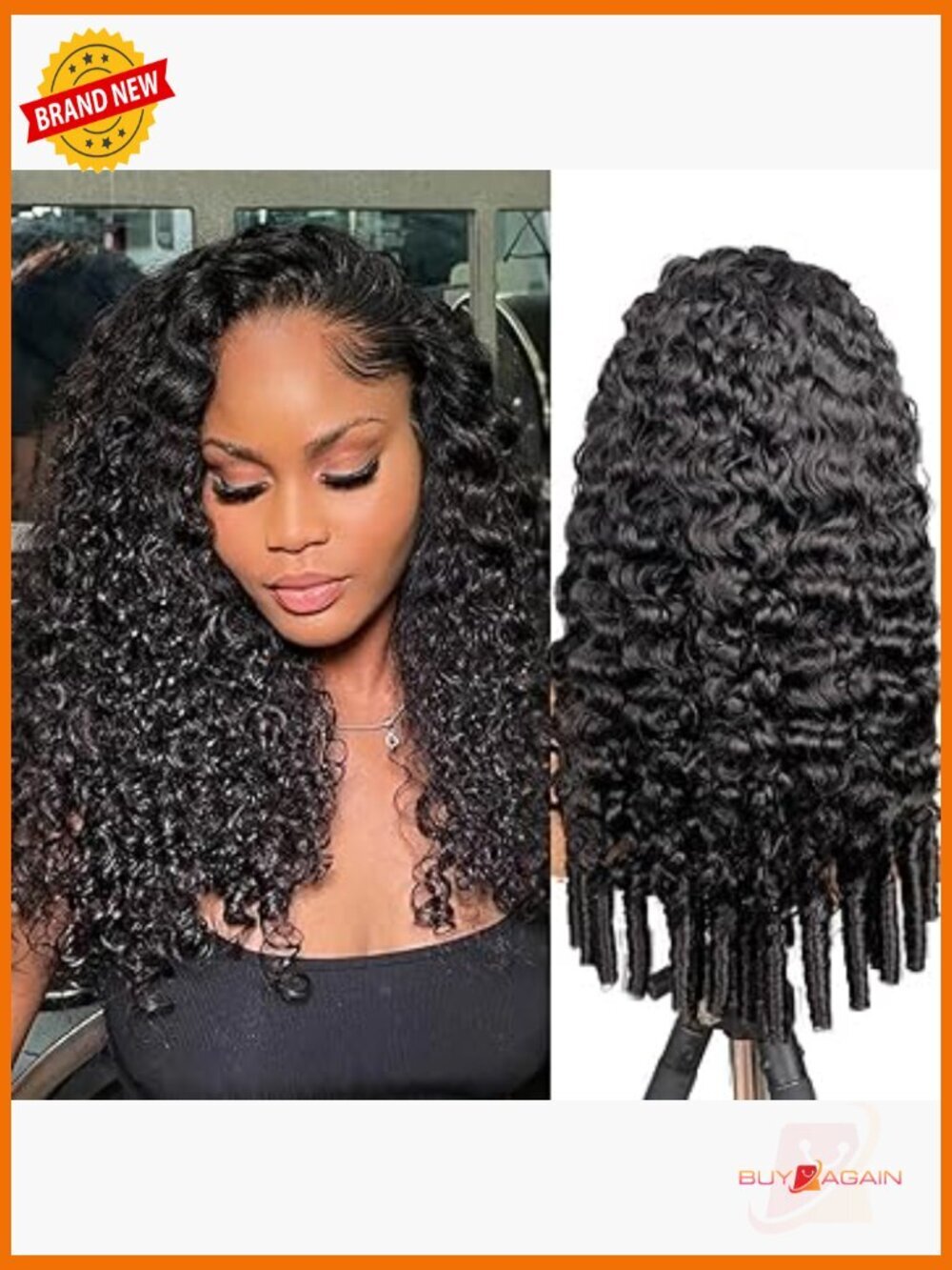 24" Half Wig Human Hair Burmese Curly 180% Density Glueless Easy Install